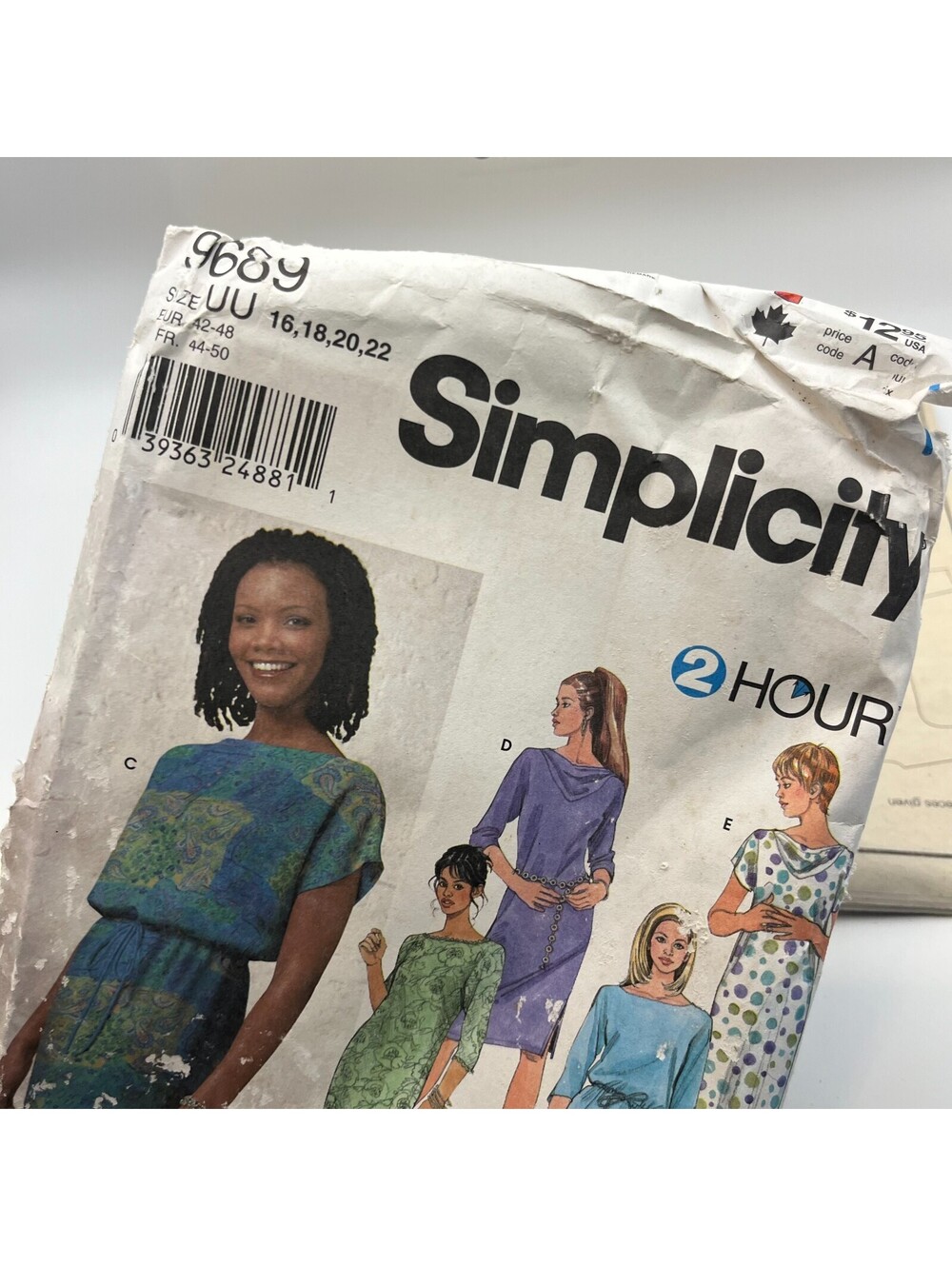 Vintage Simplicity 9689 2 Hour Dress Sewing Pattern Size 16 18 20 22 Y2K 2000s